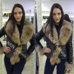 Кожна јакна со природно крзно - Image 2